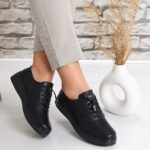 Pantofi dama casual Negri din Piele Ecologica Ranva - imagine 2