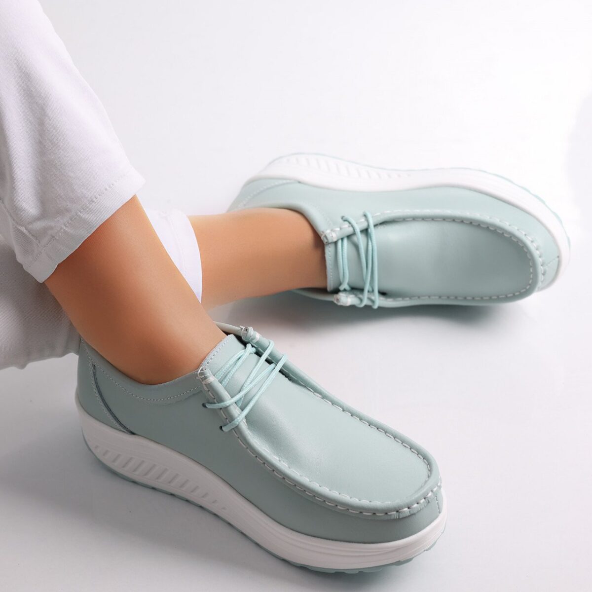 Pantofi dama casual Verzi din Piele Naturala Oscara - imagine 2