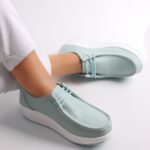 Pantofi dama casual Verzi din Piele Naturala Oscara - imagine 2