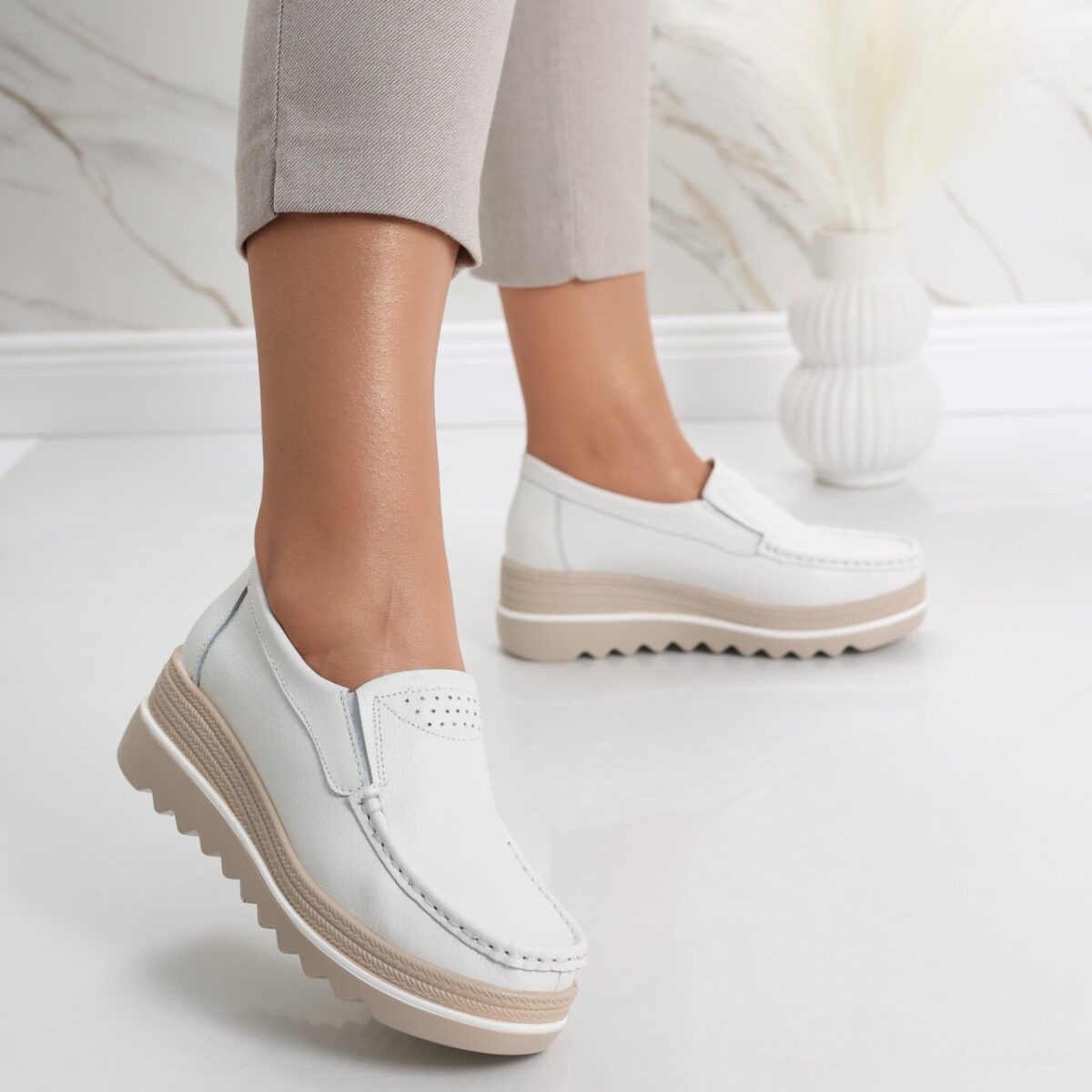 Pantofi dama cu platforma Albi din Piele Naturala Gabrena - imagine 2