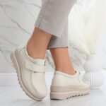 Pantofi dama cu platforma Bej din Piele Naturala Anera