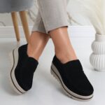 Pantofi dama cu platforma Negri din Piele Naturala Intoarsa Gabrena - imagine 2