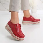 Pantofi dama cu platforma Rosii din Piele Naturala Jasya - imagine 2