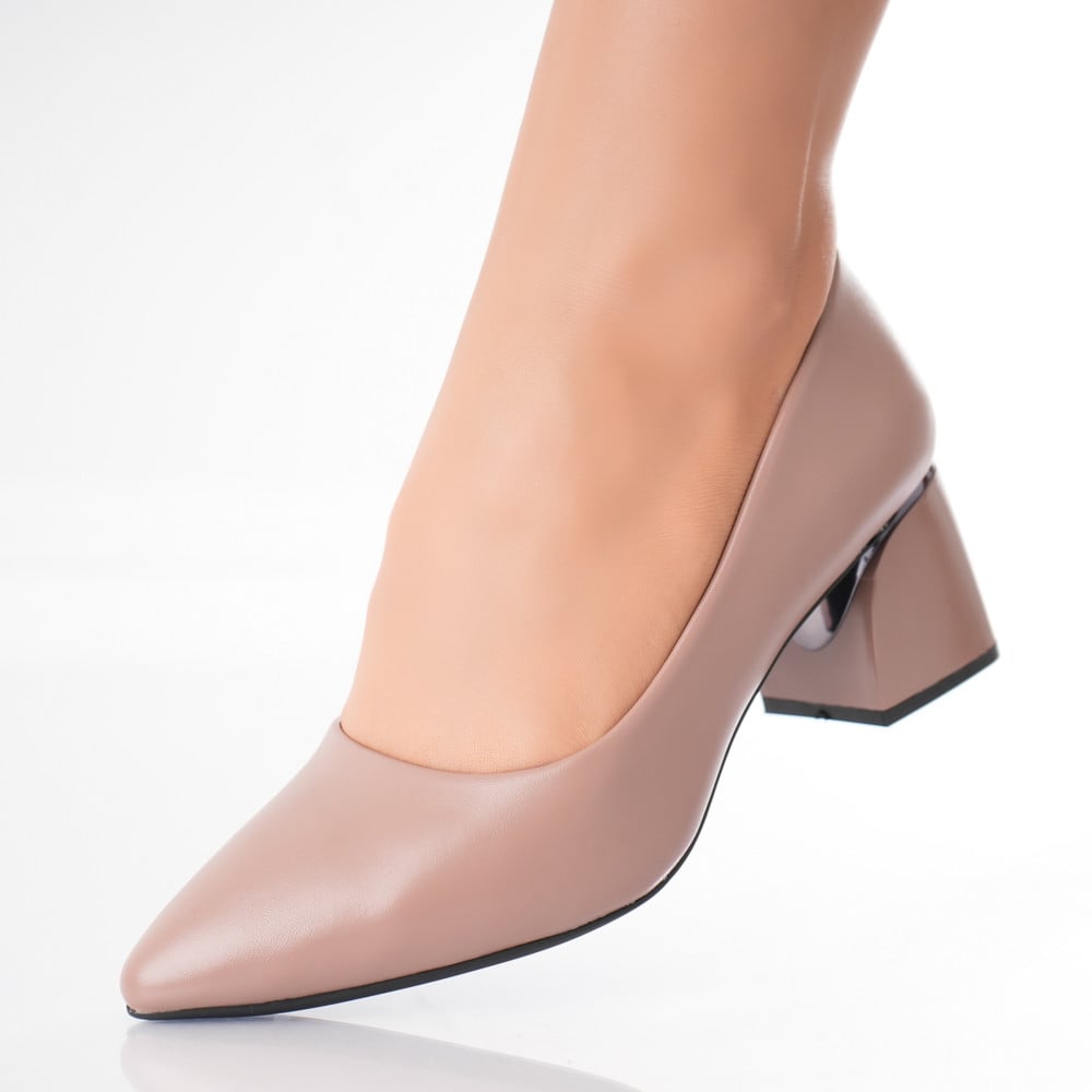 pantofi-dama-cu-toc-nude-din-piele-ecologica-nerina16328 Pantofi dama cu toc Nude din Piele Ecologica Nerina - imagine 1