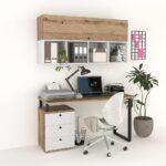 Ansamblu birou STUDIO 5, Stejar, Alb