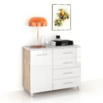 Comoda MATERA 105, 1U4S, Sonoma, Alb Gloss