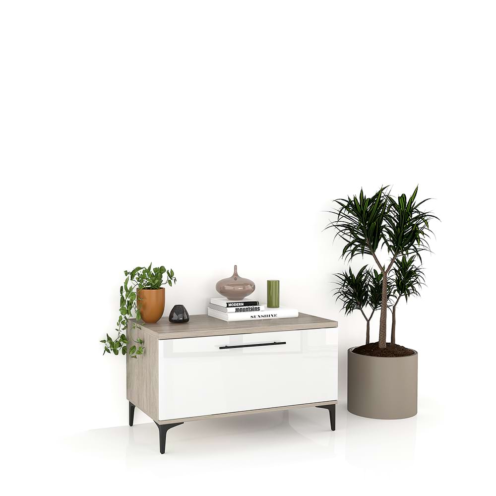Comoda-TV-CUBO-90-1-usa-Oak-Alb-Gloss Comoda CUBO 90, 1U, Italian, Oak, Alb Gloss - imagine 1