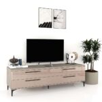 Comoda TV CUBO 180, 4 sertare, Italian, Oak, Cappuccino Gloss