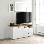Comoda TV PRIMAVERA, 120x42, H58, 1U2S, Alb, Stejar