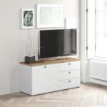 Comoda TV PRIMAVERA, 120x42, H58, 1U3S, Alb, Stejar