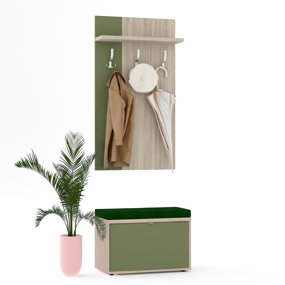 Cuier-RIVA-cu-pantofar-dublu-1-usa-Oak-Pesto Cuier RIVA cu pantofar 1 usa, Oak, Pesto - imagine 1