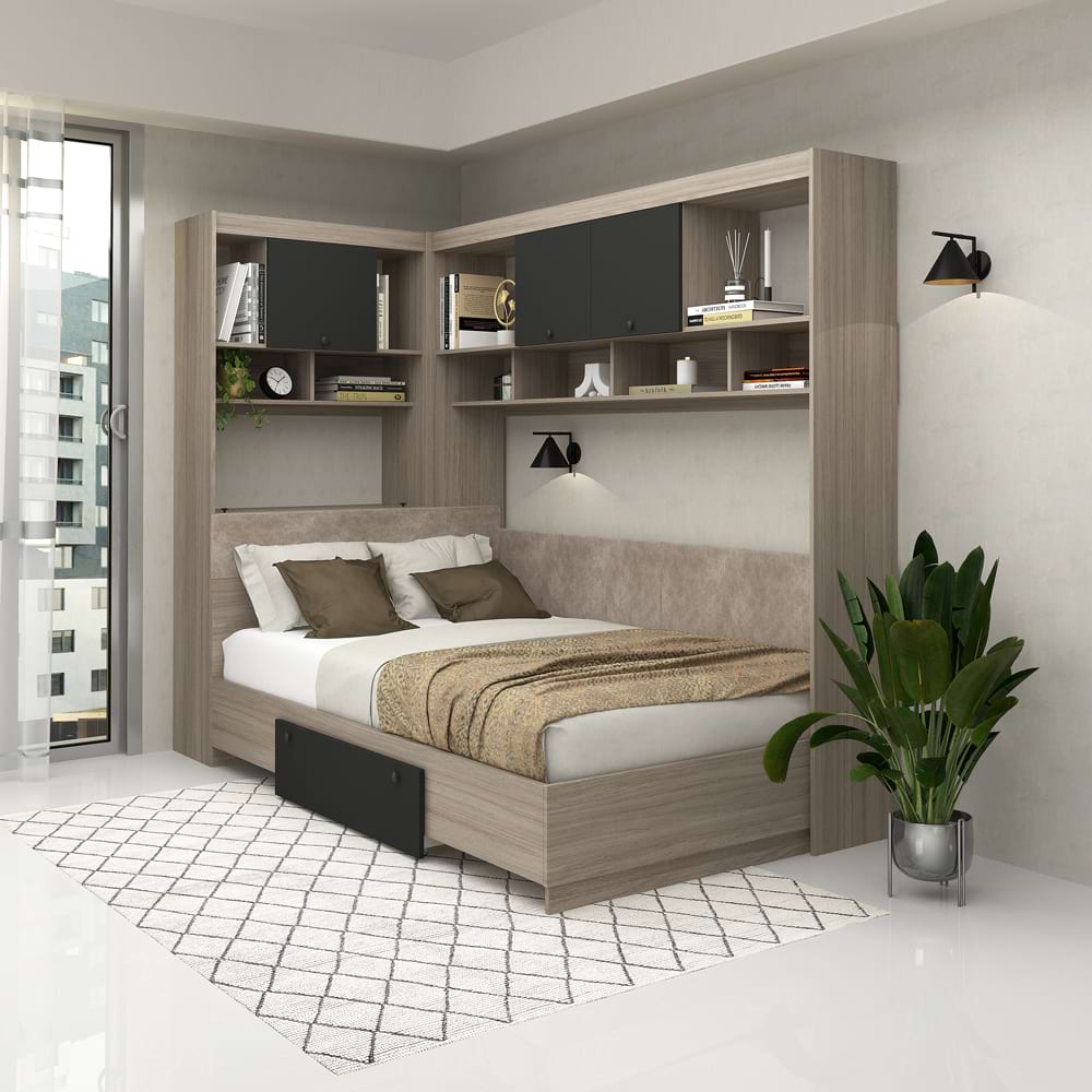 Dormitor-AMBRO-7-pat-de-colt-Oak-Antracit Dormitor colt AMBRO 7, Oak, Antracit - imagine 1