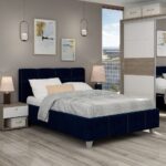 Dormitor ARISA 1, Oak, Alb, Catifea Albastru