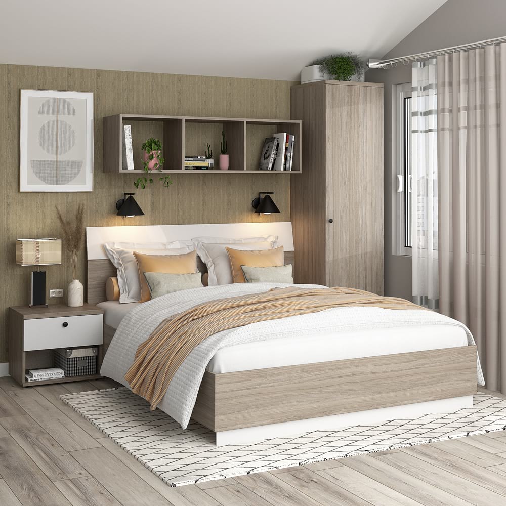 Dormitor-Ambro-2-Oak-Alb Dormitor AMBRO 2, Oak, Alb - imagine 1