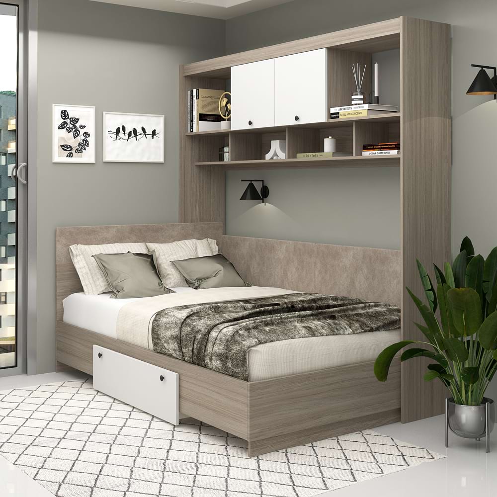 Dormitor-Ambro-6-pat-de-colt-Oak-Alb-mic Dormitor colt AMBRO 6, Oak, Alb - imagine 1