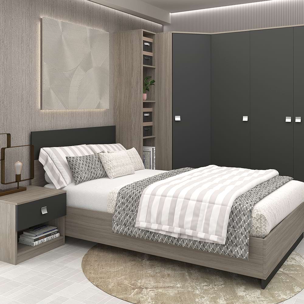 Dormitor-LINEA-7-Oak-Antracit-m Dormitor LINEA 7, Oak, Antracit - imagine 1