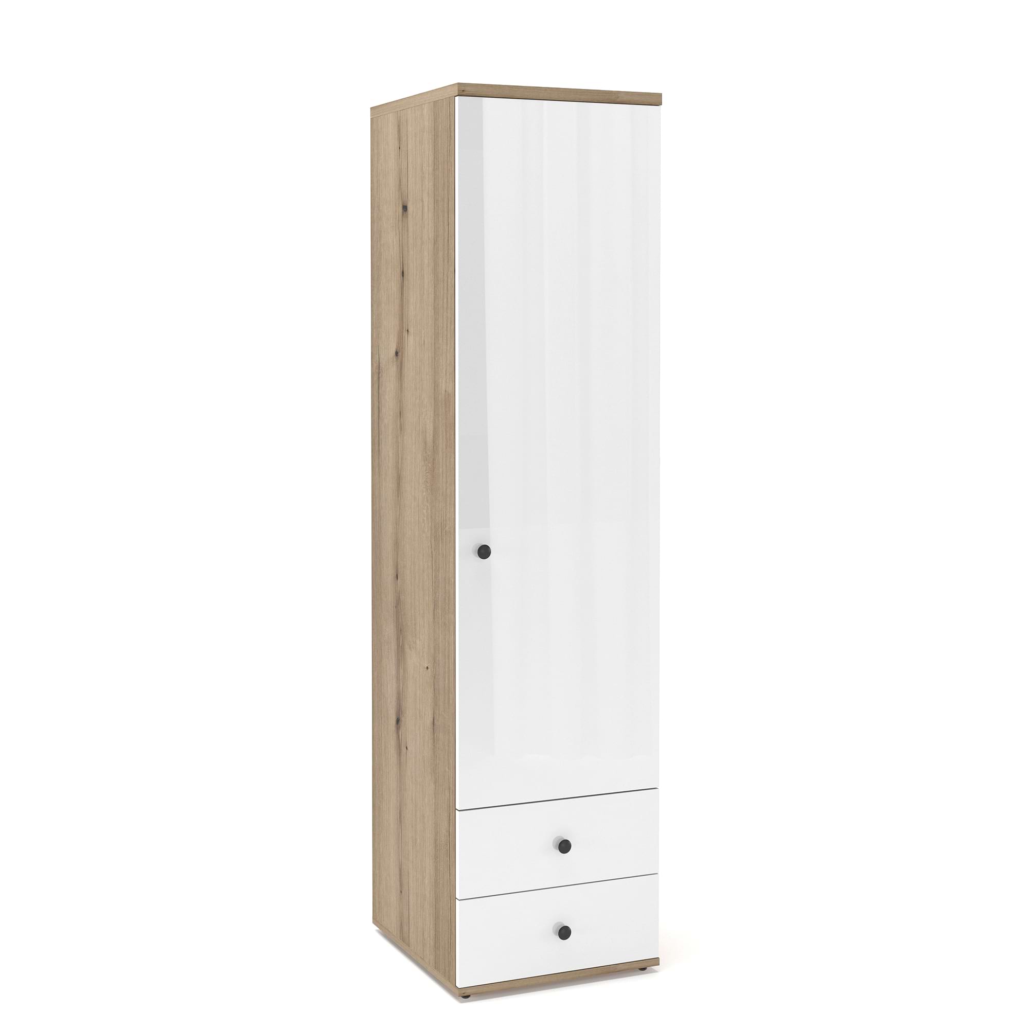 Dulap-Primavera-45-H180-1U2S-bara-umerase-Stejar-Alb-Gloss Dulap haine PRIMAVERA 45, H180, 1U2S, bara umerase, Stejar, Alb Gloss - imagine 1