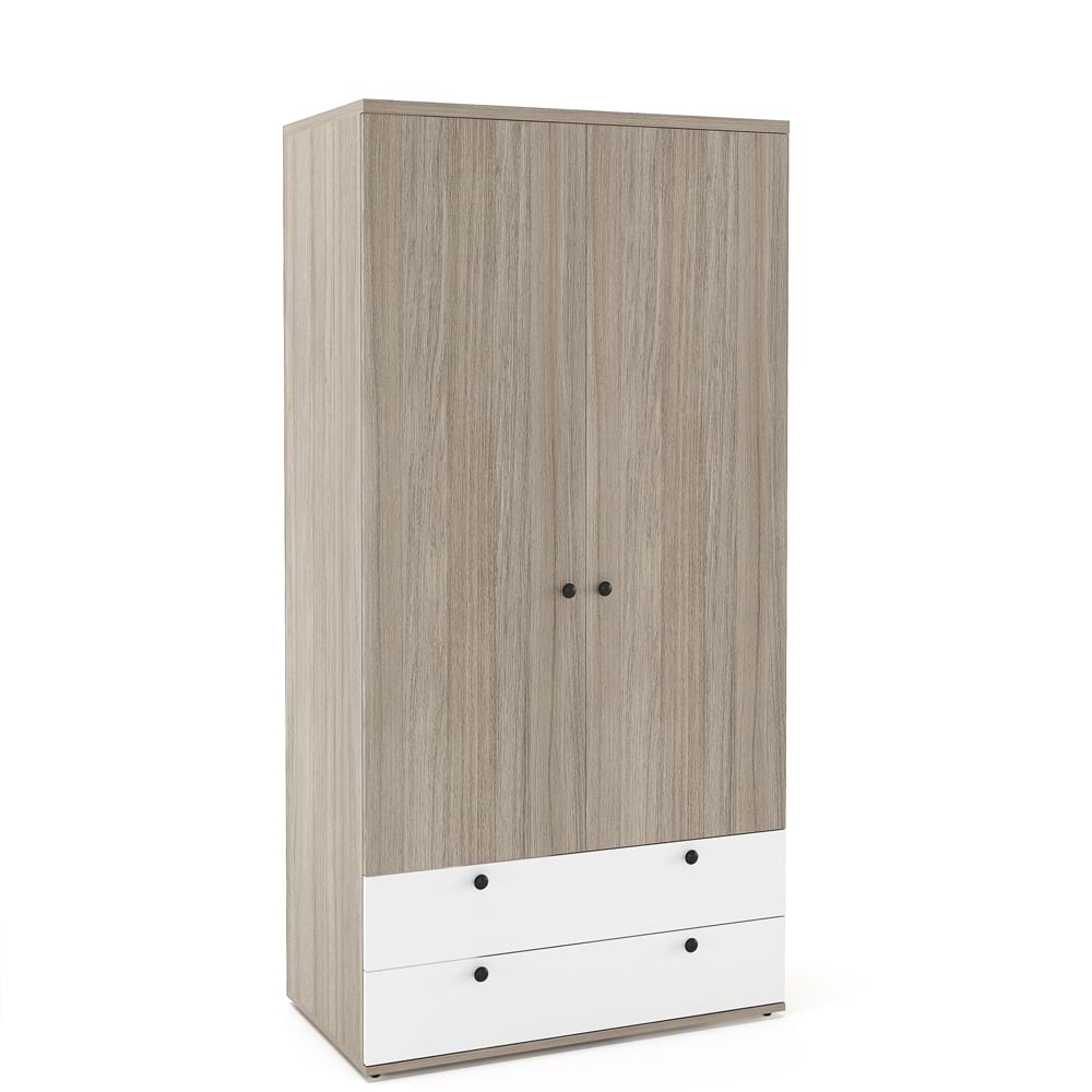Dulap-Primavera-90-H180-2U2S-BH-polite-Oak-Alb_6qsa-ik Dulap haine PRIMAVERA 90, H180, 2U2S, bara umerase, Oak, Alb - imagine 1