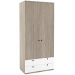Dulap haine PRIMAVERA 90, H200, 2U2S, polite, Oak, Alb