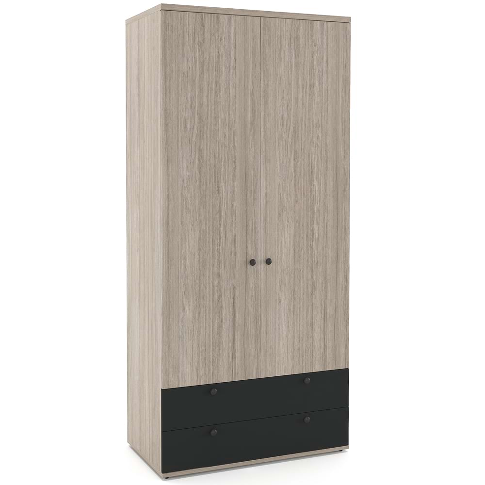 Dulap-Primavera-90-H200-2U2S-BH-polite-Oak-Antracit Dulap haine PRIMAVERA 90, H200, 2U2S, bara umerase, Oak, Antracit - imagine 1