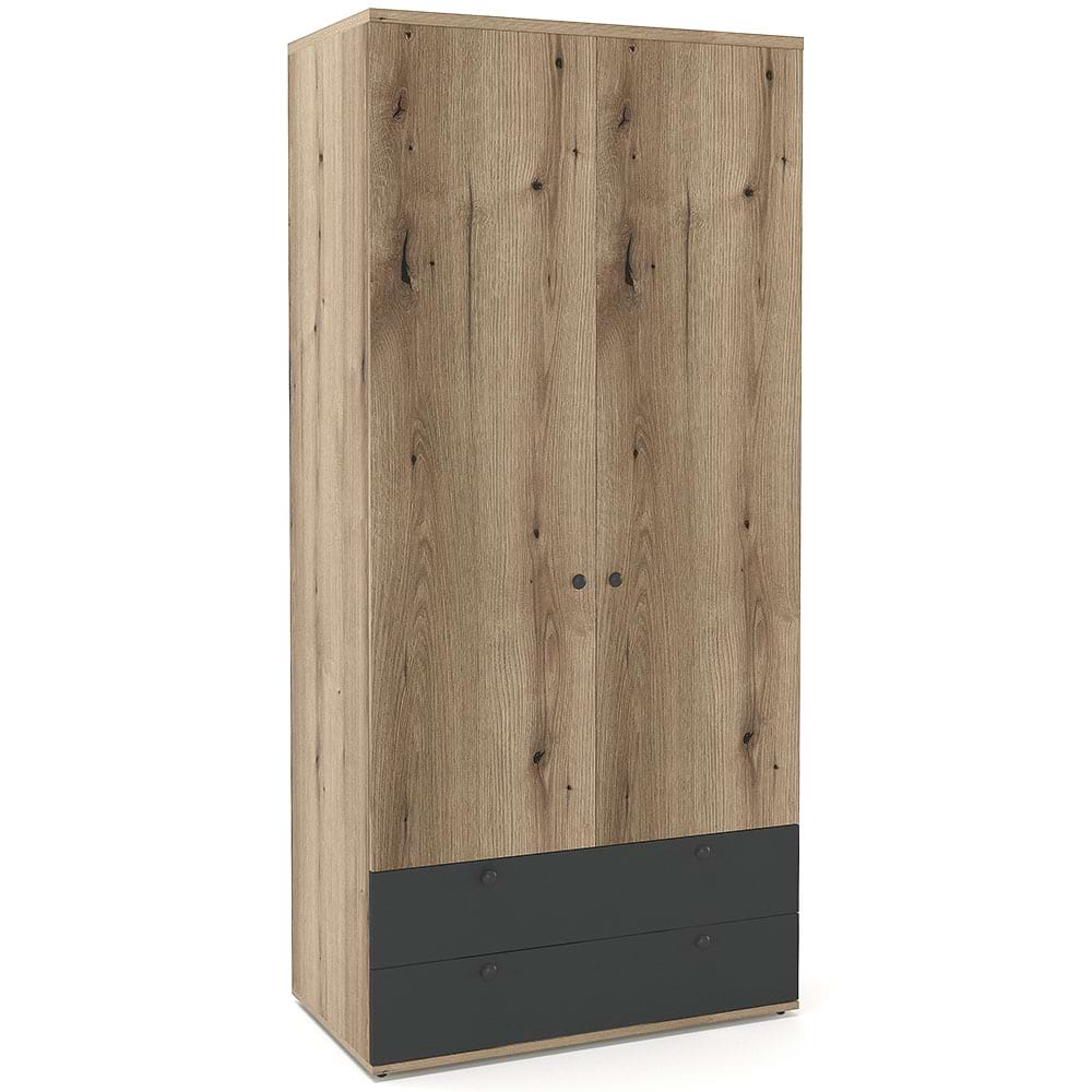 Dulap-Primavera-90-H200-2U2S-polite-Stejar-Antracit Dulap haine PRIMAVERA 90, H200, 2U2S, polite, Stejar, Antracit - imagine 1