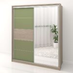 Dulap dormitor PRIMAVERA 185, H205, cu oglinda k5, Oak, Pesto