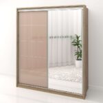 Dulap dormitor PRIMAVERA 185, H205, cu oglinda k5, Stejar, Cappuccino Gloss