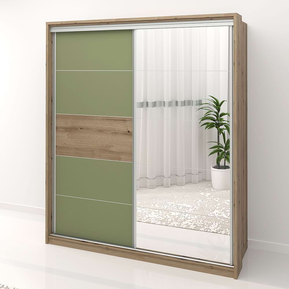 Dulap-dormitor-PRIMAVERA-185cm-H205-cu-oglinda-k5-Stejar-Pesto Dulap dormitor PRIMAVERA 185, H205, cu oglinda k5, Stejar, Pesto - imagine 1