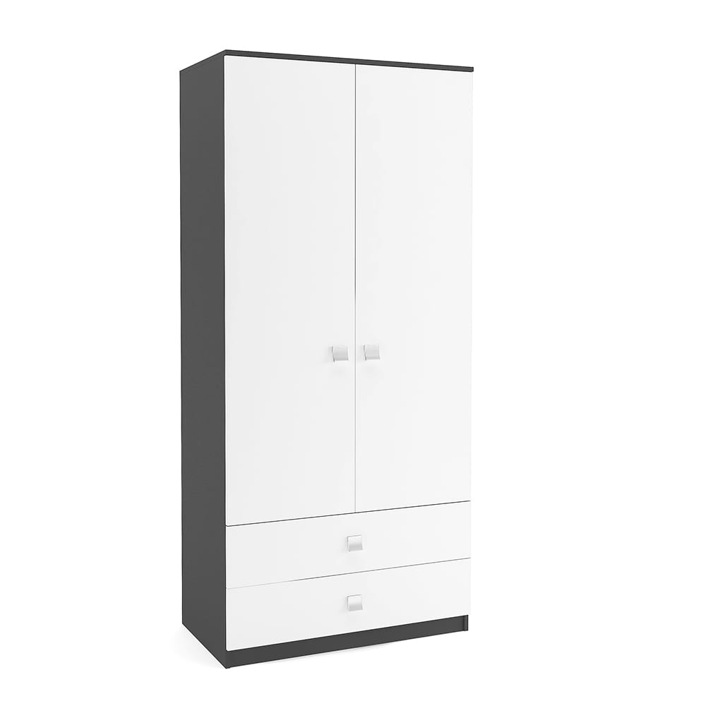 Dulap-haine-LINEA-2U-2S-Polite-Antracit-Alb Dulap depozitare haine LINEA 90, A52, H200, 2U-151, 2S PO, Antracit, Alb - imagine 1