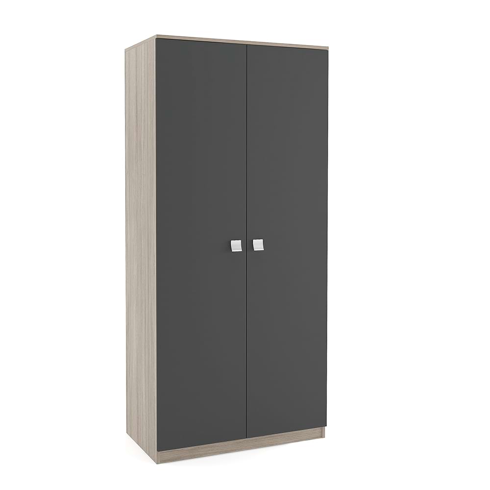 Dulap-haine-Linea-2U-polite-oak-antracit Dulap depozitare haine LINEA 90, A52, H200, 2U PO, Oak, Antracit - imagine 1