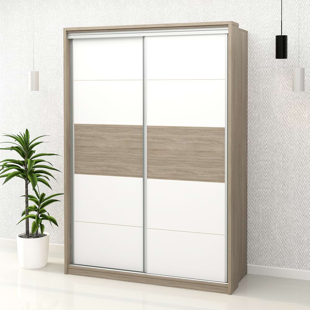 Dulap-haine-usi-culisante-PRIMAVERA-155cm-H225-Oak-Alb-opt Dulap haine usi glisante PRIMAVERA 155, H225, Oak, Alb - imagine 1