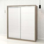 Dulap haine usi glisante PRIMAVERA 185, H205, Oak, Alb Gloss