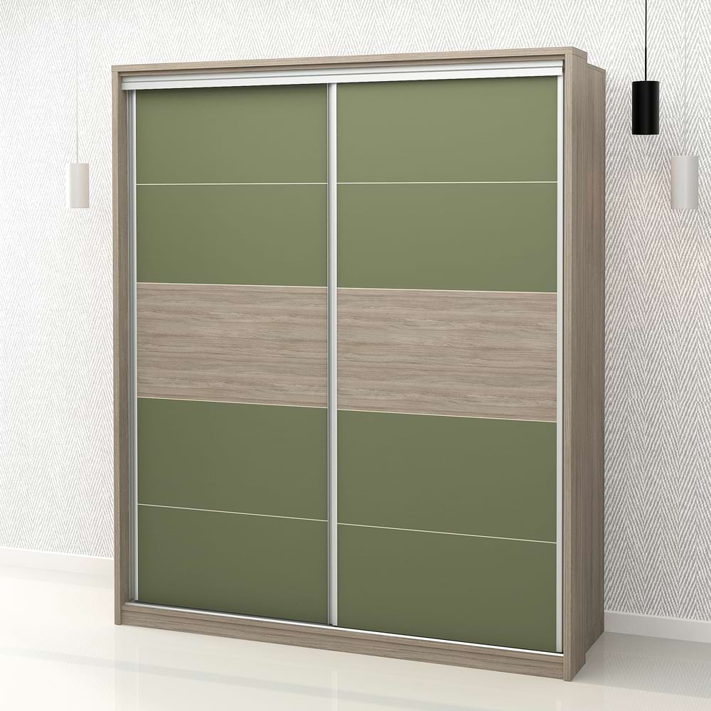 Dulap-haine-usi-culisante-PRIMAVERA-185cm-H225-OakPesto-opt Dulap haine usi glisante PRIMAVERA 185, H225, Oak, Pesto - imagine 1
