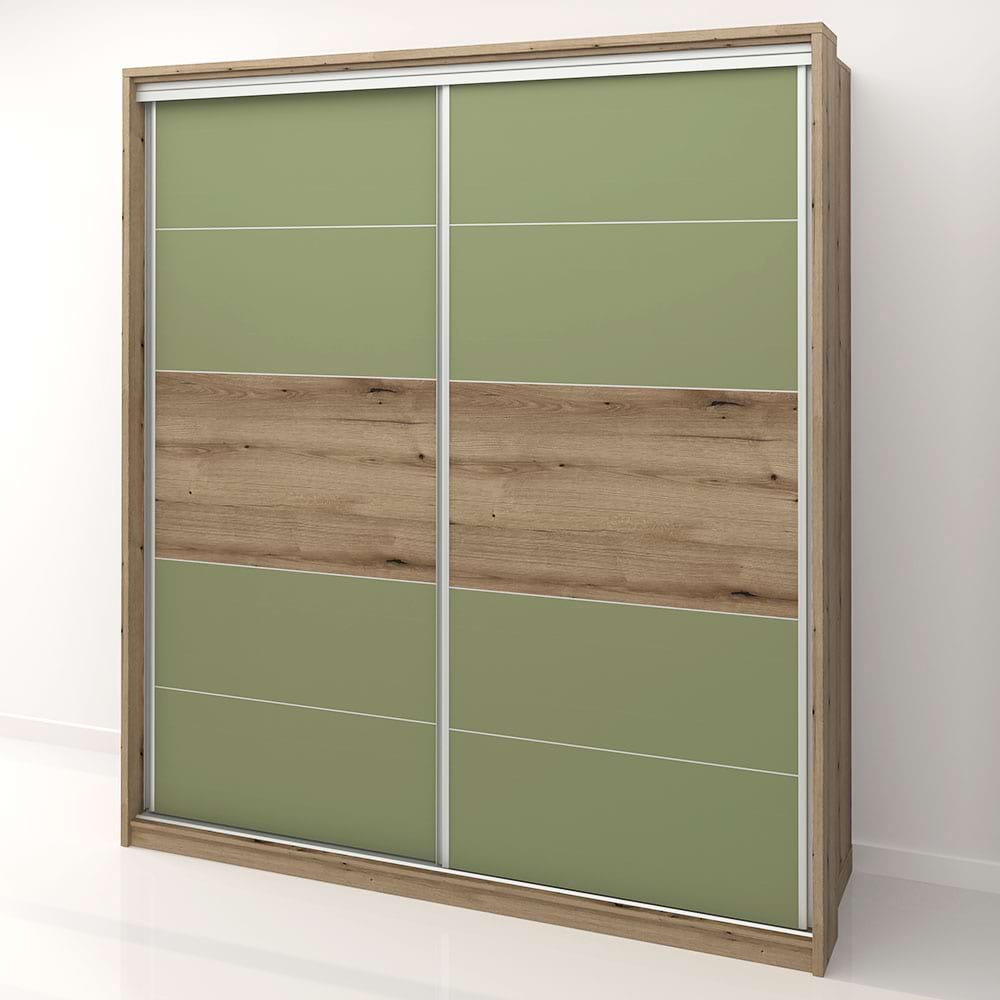 Dulap-haine-usi-glisante-PRIMAVERA-205-H225-Stejar-Pesto Dulap haine usi glisante PRIMAVERA 205, H225, Stejar, Pesto - imagine 1