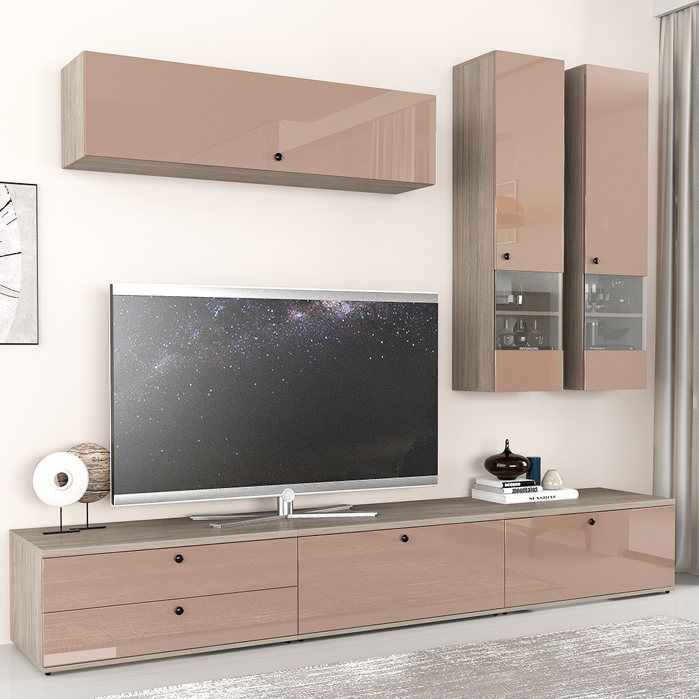 Living-CUBO-A270-Clasic-Oak-Cappuccino-Gloss Mobilier Living CUBO A270, Clasic, Oak, Cappuccino Gloss - imagine 1