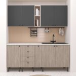 Mobila bucatarie DOMINO A200, Oak, Antracit