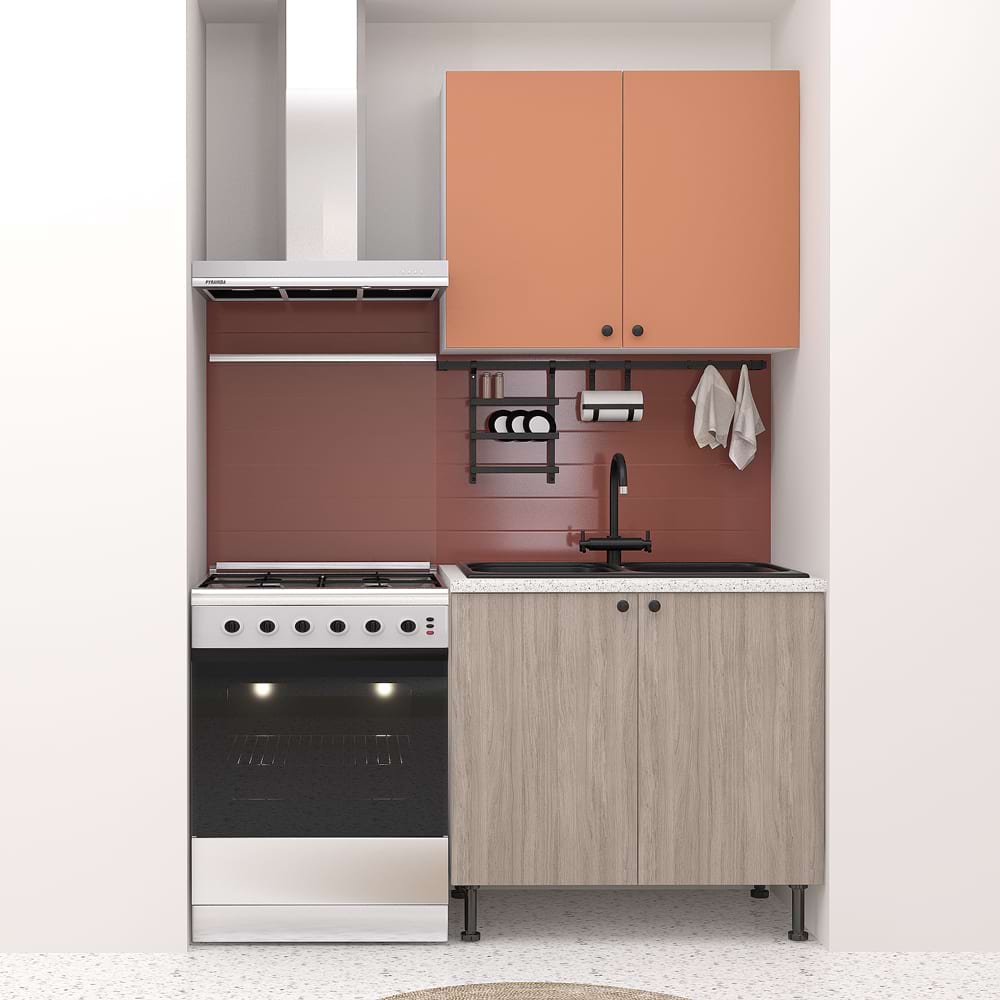 Mobila-bucatarie-Domino-A90-Oak-Ginger Mobila bucatarie DOMINO A90, Oak, Ginger - imagine 1