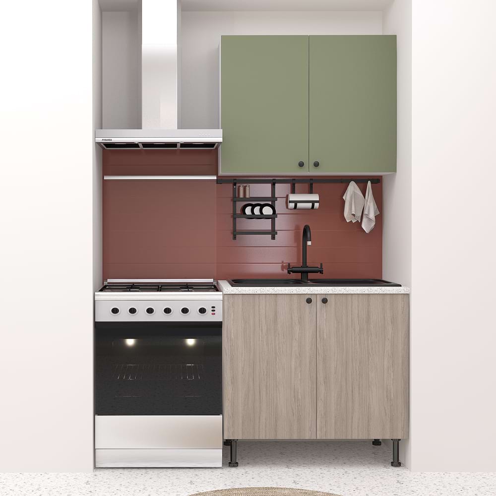 Mobila-bucatarie-Domino-A90-Oak-Pesto Mobila bucatarie DOMINO A90, Oak, Pesto - imagine 1