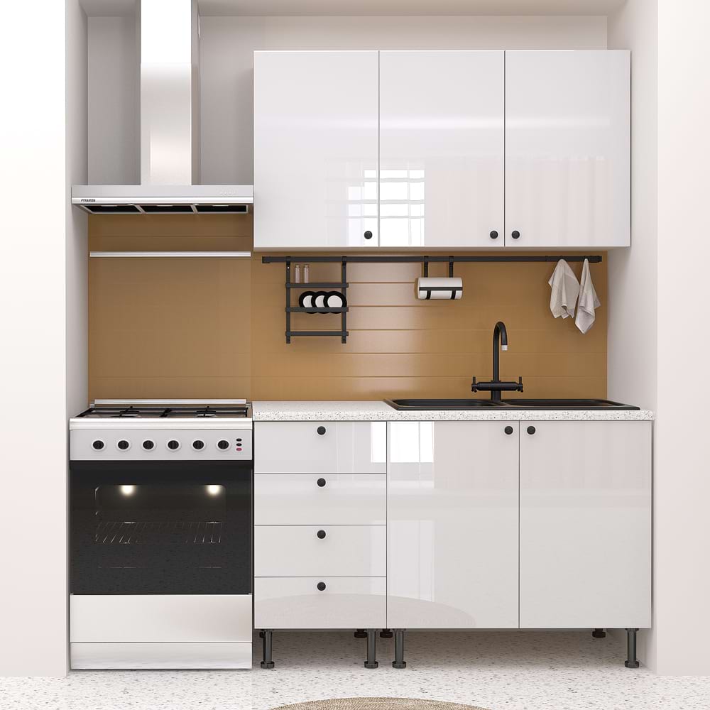 Mobila-bucatarie-Style-A135-MDF-Alb-Gloss Mobila bucatarie STYLE A135, MDF Alb Gloss - imagine 1