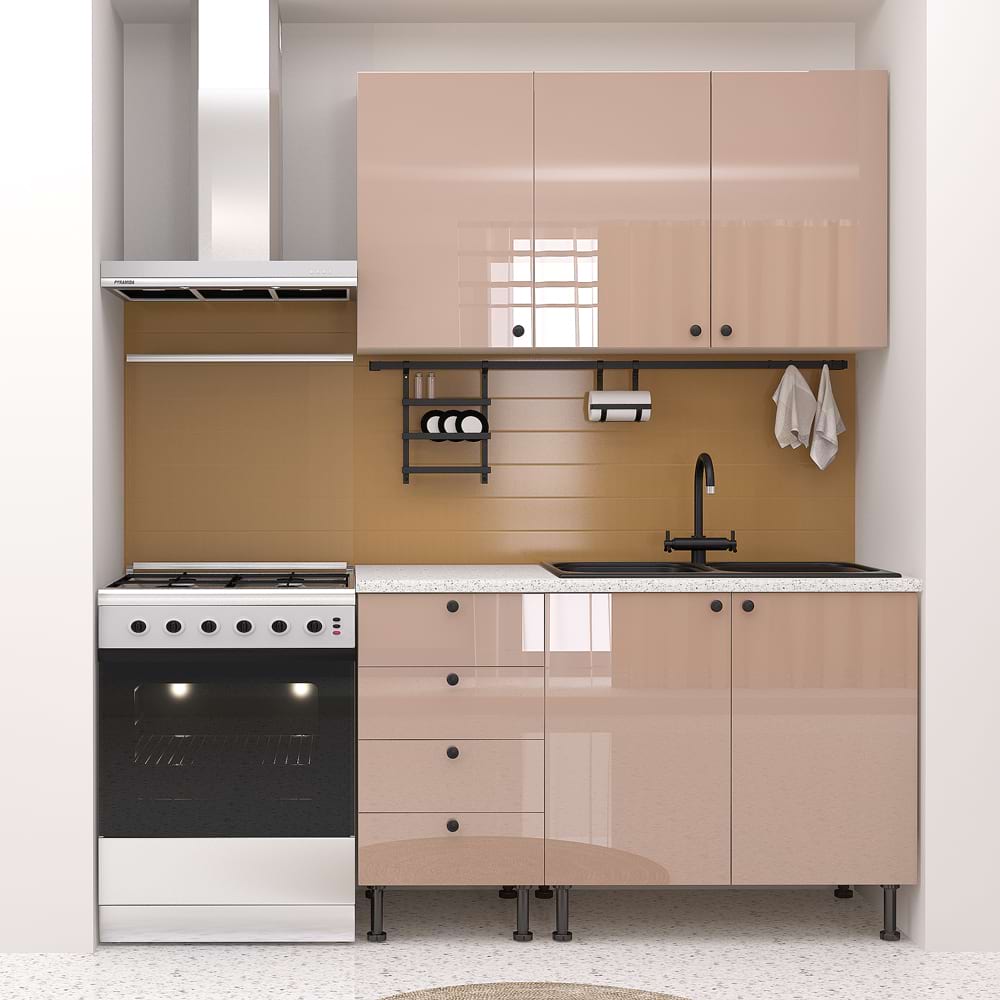 Mobila-bucatarie-Style-A135-MDF-Cappuccino-Gloss Mobila bucatarie STYLE A135, MDF Cappuccino Gloss - imagine 1