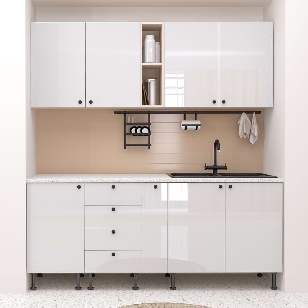 Mobila-bucatarie-Style-A200-MDF-Alb-Gloss Mobila bucatarie STYLE A200, MDF Alb Gloss - imagine 1