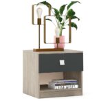 Noptiera LINEA 1 sertar, Oak, Antracit