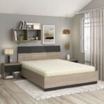 Oferta Pat matrimonial AMBRO, Oak, Antracit, cu saltea si noptiere incluse