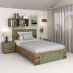 Pat copii AMBRO, 90x200, sertar frontal, Stejar, Pesto