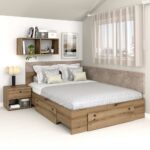 Pat colt AMBRO, 140x200, 2 sertare, Stejar