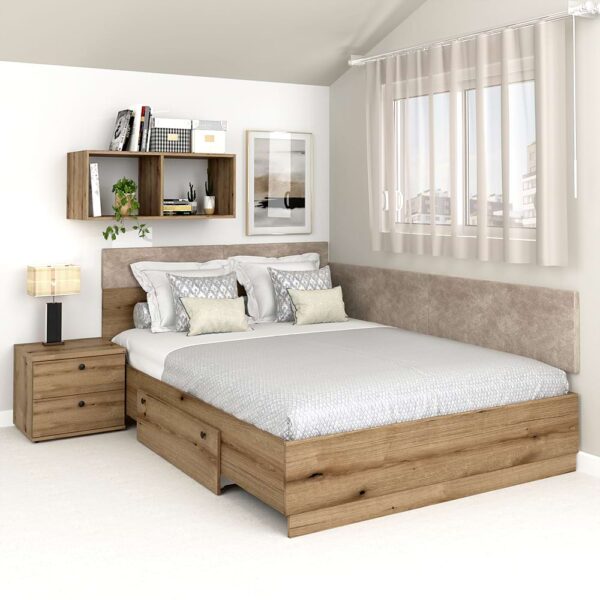 Pat colt AMBRO, 140x200, sertar lateral, Stejar