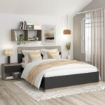 Pat matrimonial AMBRO, 140x200, Antracit, Oak