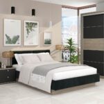 Pat matrimonial PRIMAVERA 160x200, Oak, Catifea Neagra