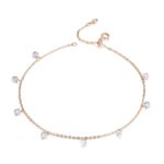Bratara de glezna din argint Rose Gold Crystal Chain
