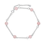 Bratara de glezna din argint Silver Rose Quartz